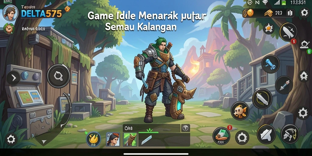 Tampilan gameplay menarik dari DELTA575 dengan elemen Idle yang seru.