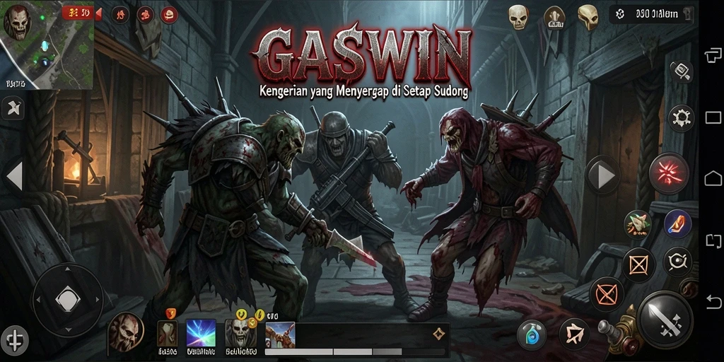 Tampilan gameplay GASWIN yang menakutkan dan penuh ketegangan.