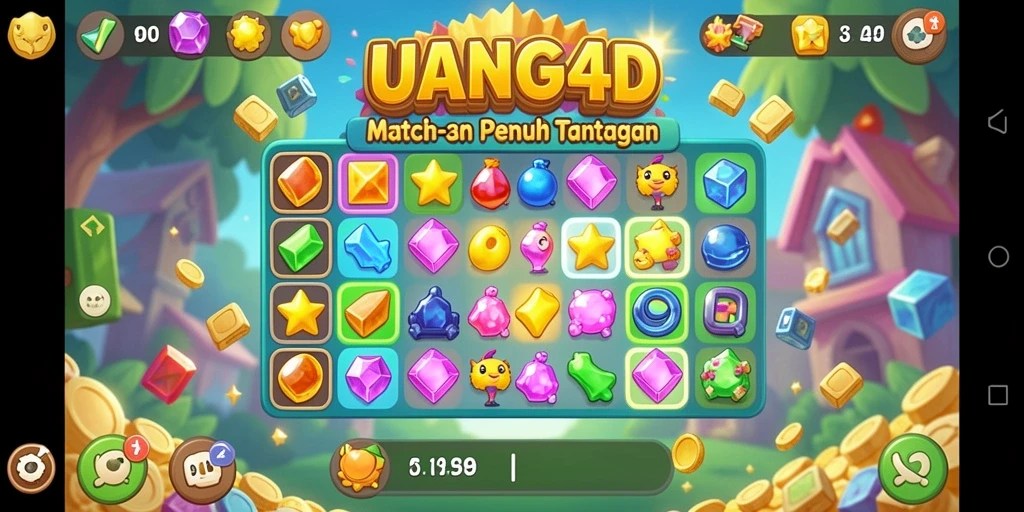 Screenshot gameplay UANG4D yang menampilkan keseruan Match-3.